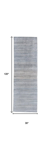 10' Gray and Purple Ombre Hand Woven Runner Rug